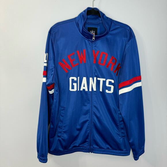 New York Giants NFL Block Logo Men's XL Track Jacket Full Zip Blue - Picture 2 of 11